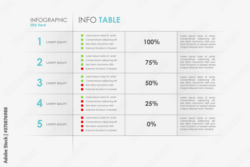 Vecteur Stock Inforaphic table background. Simple colorful table ...