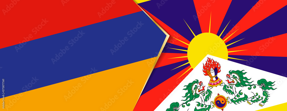 Armenia and Tibet flags, two vector flags.