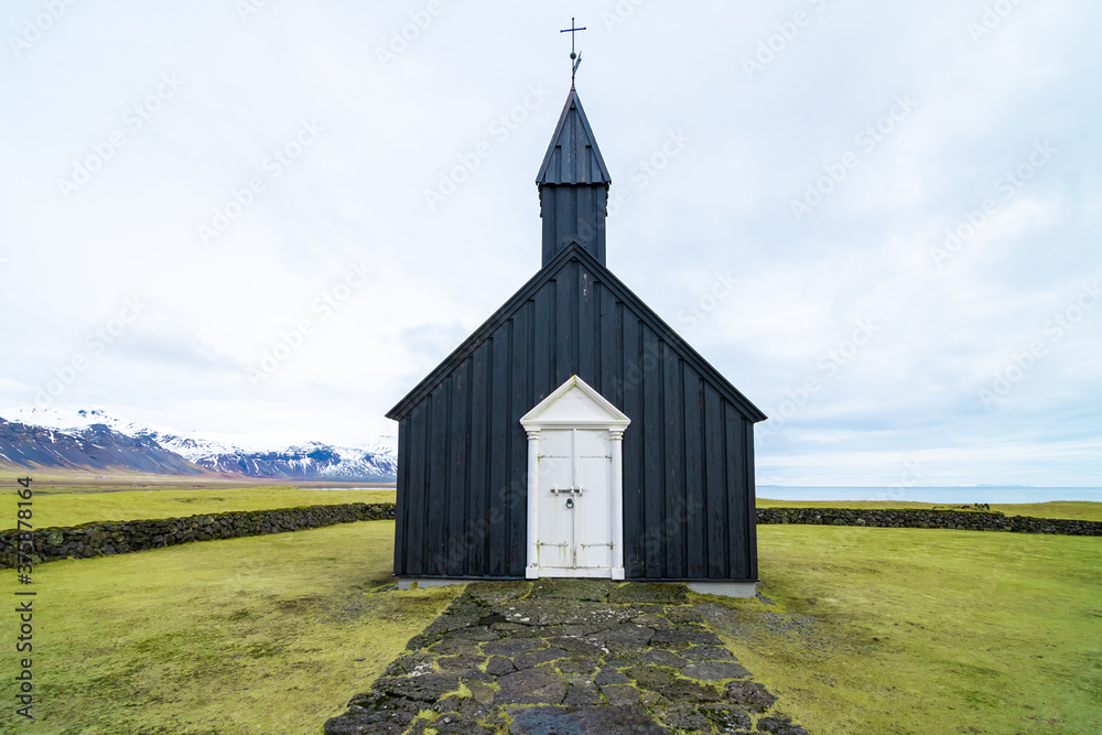 Budir Church in Iceland, also known as the Black Church. Budir Church in Iceland, also known as the Black Church.