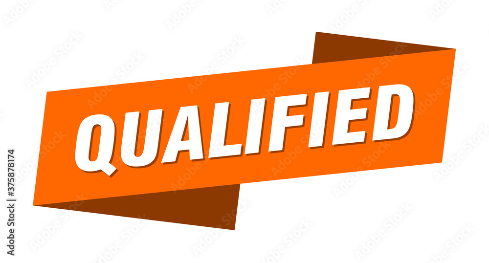 qualified banner template. ribbon label sign. sticker qualified banner template. ribbon label sign. sticker