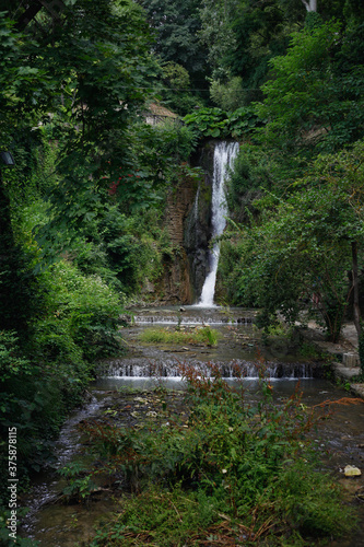 Waterfall in the Botanical Gardens of Balchik, Bulgaria