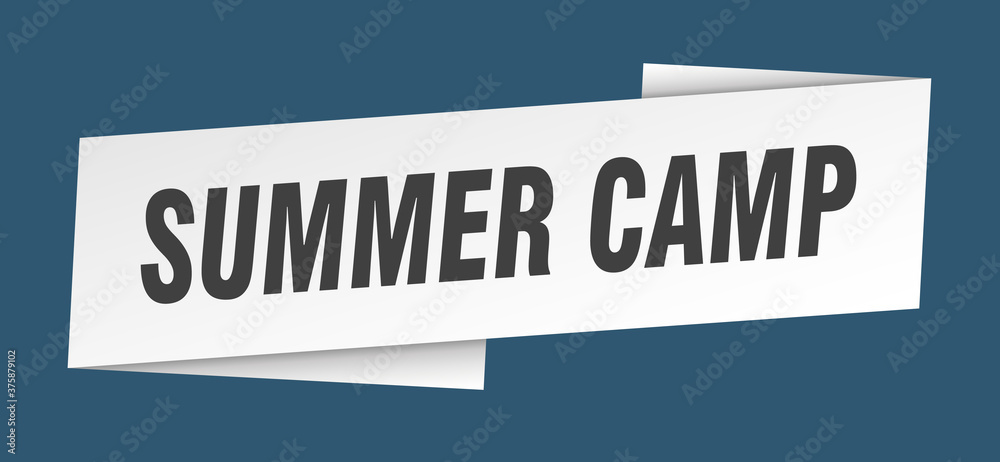 summer camp banner template. ribbon label sign. sticker