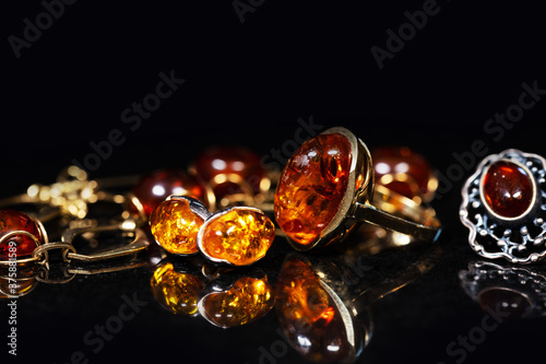 jewelry with amber stones, amber necklace ring and earring