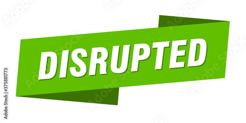 disrupted banner template. ribbon label sign. sticker