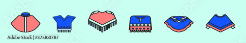 set of poncho clothing cartoon icon design template with various models. vector illustration