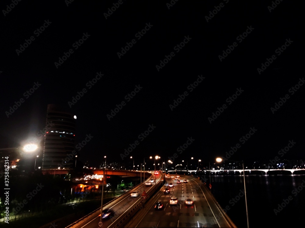 Fototapeta premium traffic on highway at night