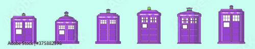 set of British police box or public call cartoon icon design template with various models. vector illustration
