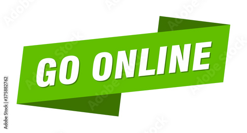 go online banner template. ribbon label sign. sticker