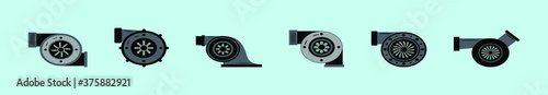 set of car turbocharger cartoon icon design template with various models. vector illustration