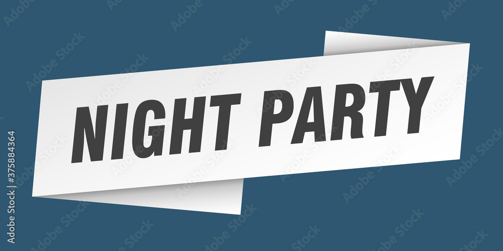 night party banner template. ribbon label sign. sticker