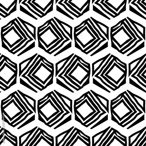 Black geometric shapes on a white background. Broken lines. Striped structure. Vector illustration for web design or print.