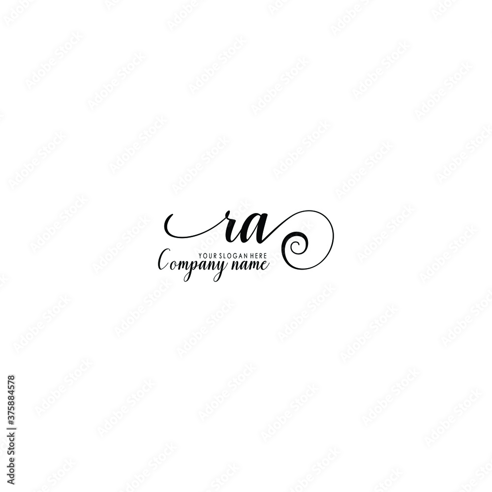 RA Initial handwriting logo template vector
