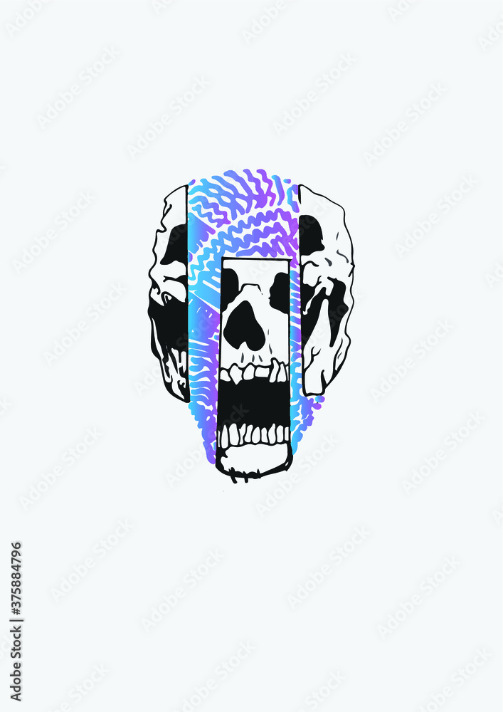Skull colorful in parts