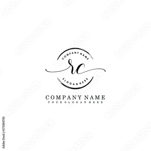 RC Initial handwriting logo template vector
