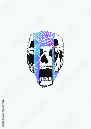 Skull colorful in parts
