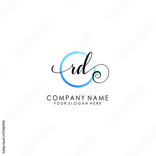 RD Initial handwriting logo template vector 