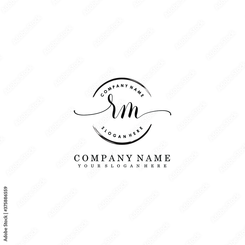 RM Initial handwriting logo template vector RM Initial handwriting logo template vector