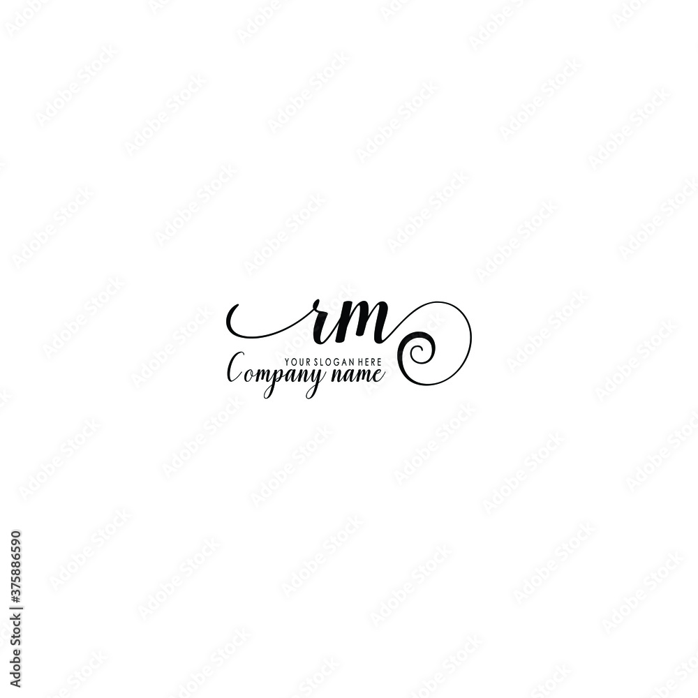 RM Initial handwriting logo template vector RM Initial handwriting logo template vector