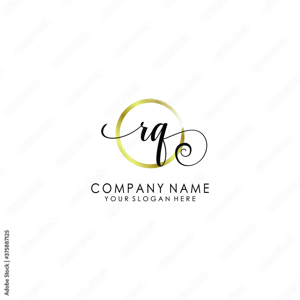 RQ Initial handwriting logo template vector RQ Initial handwriting logo template vector