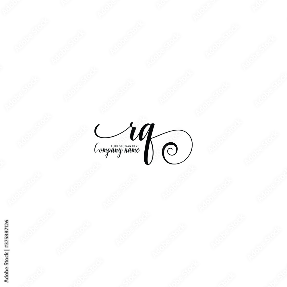 RQ Initial handwriting logo template vector