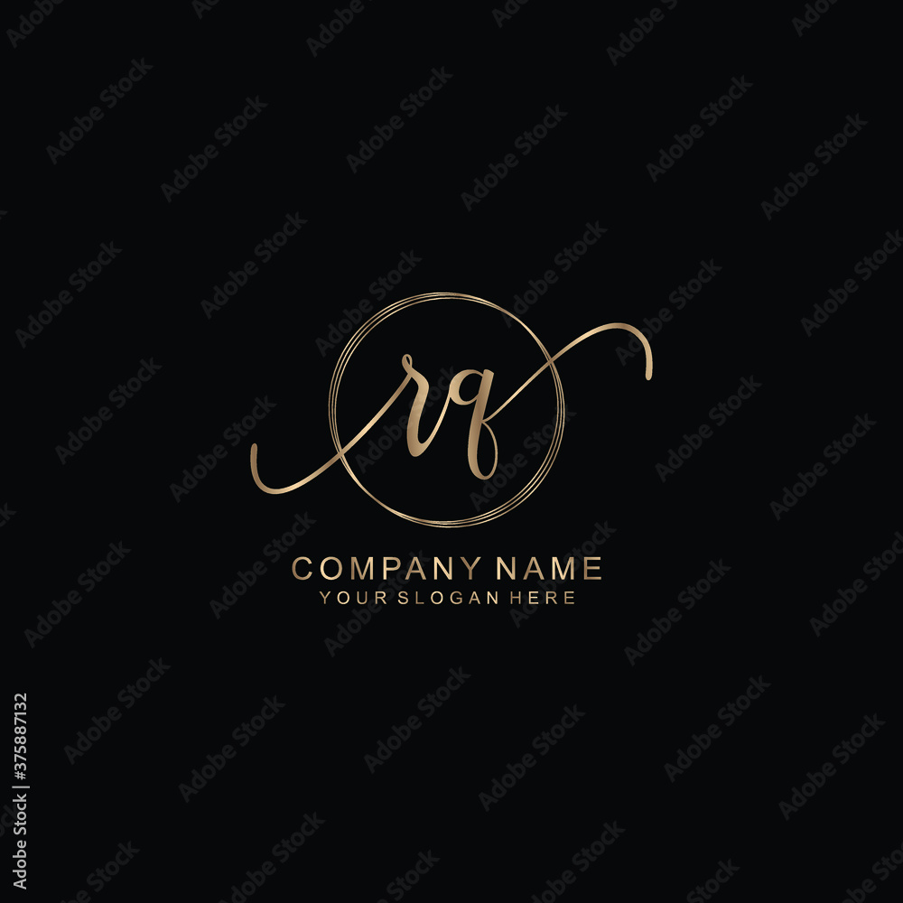 RQ Initial handwriting logo template vector