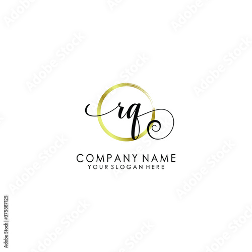 RQ Initial handwriting logo template vector