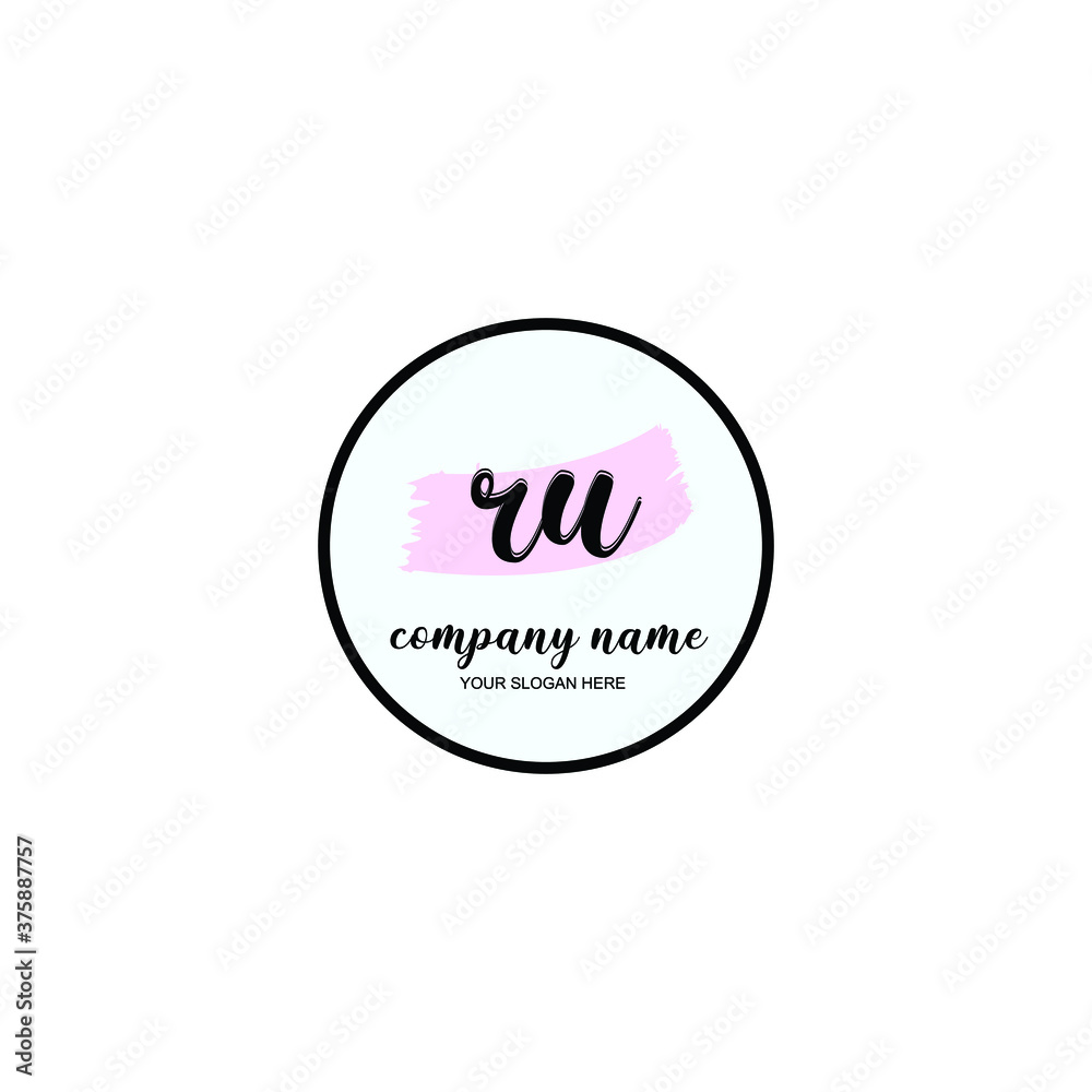 RU Initial handwriting logo template vector RU Initial handwriting logo template vector