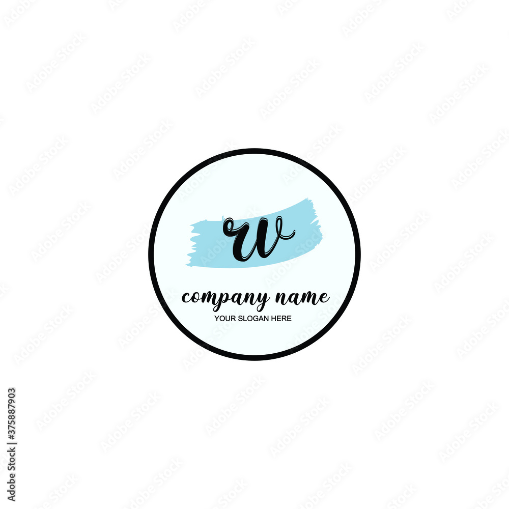 RV Initial handwriting logo template vector RV Initial handwriting logo template vector