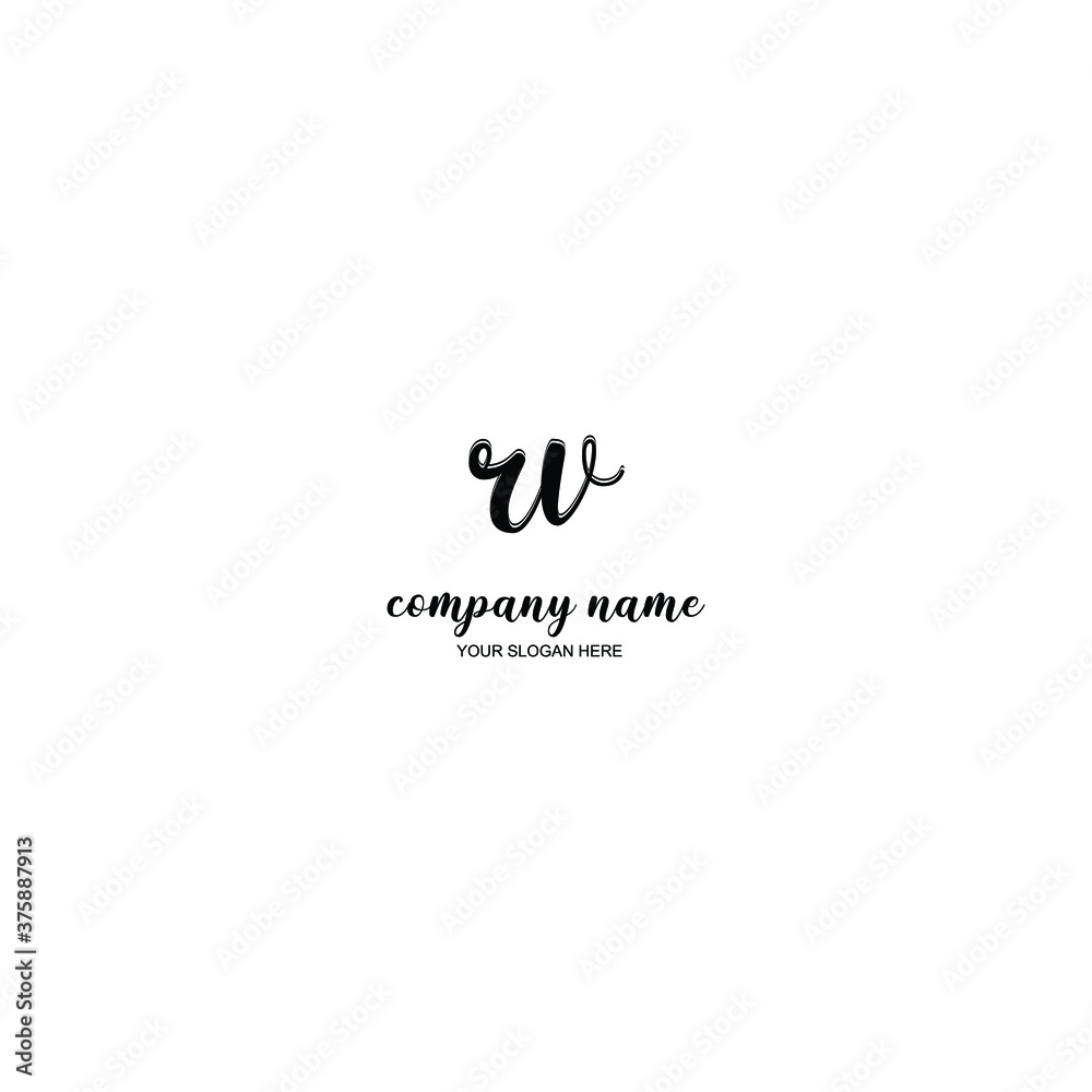 RV Initial handwriting logo template vector RV Initial handwriting logo template vector
