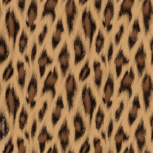 Seamless leopard skin pattern. Vector illustration. The fur of the animal in a realistic style
