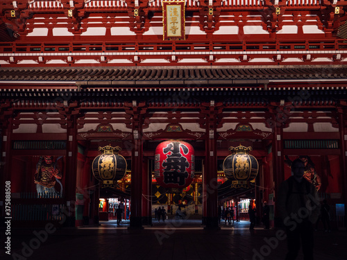 Tokyo, Japan - 24.2.20: Sensoji in the evening, with very few visitors present photo