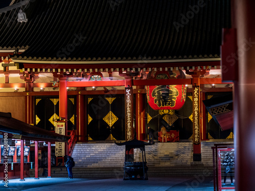 Tokyo, Japan - 24.2.20: Sensoji in the evening, with very few visitors present photo