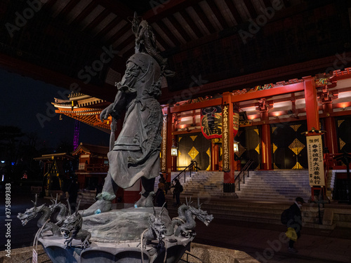 Tokyo, Japan - 24.2.20: Sensoji in the evening, with very few visitors present photo