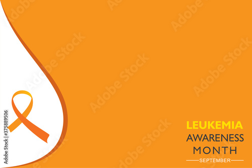 Leukemia Awareness month with orange colored ribbon, observed in September