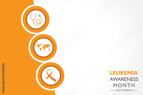Leukemia Awareness month with orange colored ribbon, observed in September