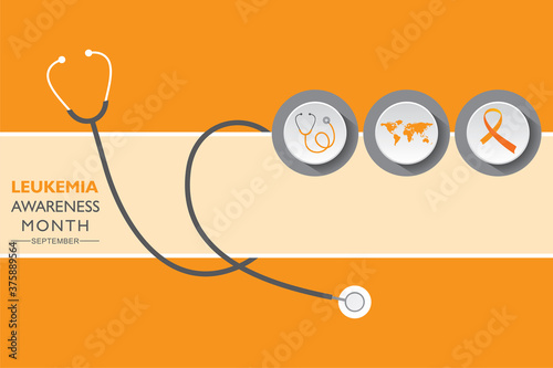 Leukemia Awareness month with orange colored ribbon, observed in September