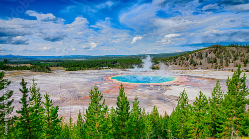 grand prismatic spring in yellowstone national park in wyoming
