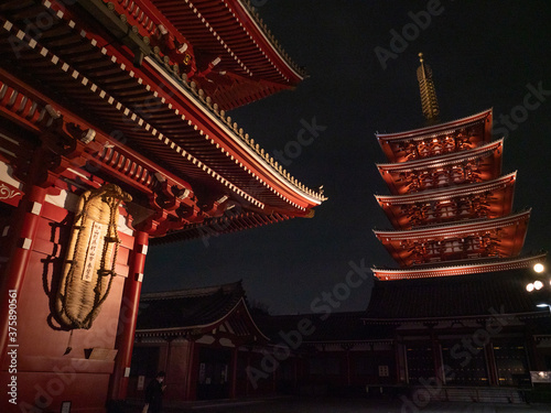 Tokyo  Japan - 24.2.20  Sensoji in the evening  with very few visitors present