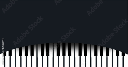 World piano day. Piano keyboard keys sign. instrument. Music notes, musical waves staff, line pattern symbols. Vector key stave background banner. Classic clef Doodle quaver G melody. Cartoon signs.