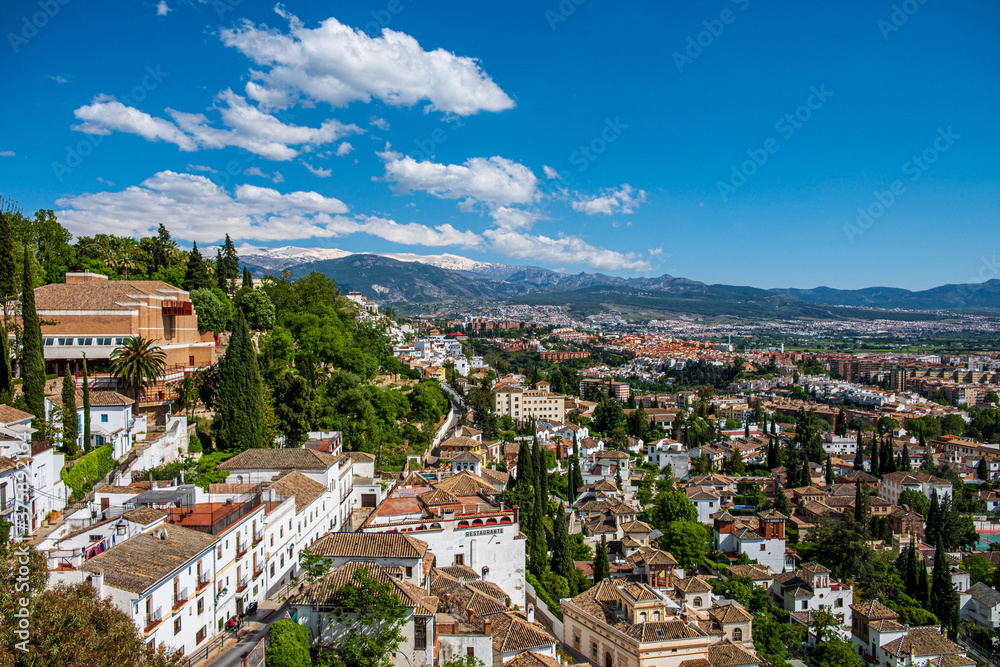 Pictureseque hilliside of  Granada  Spain and surrounding hills