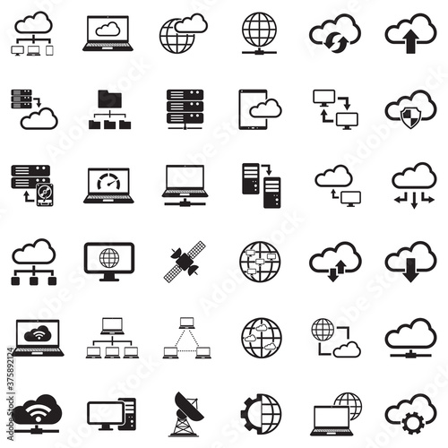 Cloud Computing Icons. Black Flat Design. Vector Illustration. © andrej