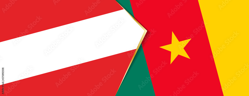 Austria and Cameroon flags, two vector flags. Austria and Cameroon flags, two vector flags.