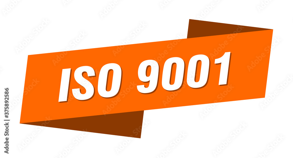 iso 9001 banner template. ribbon label sign. sticker