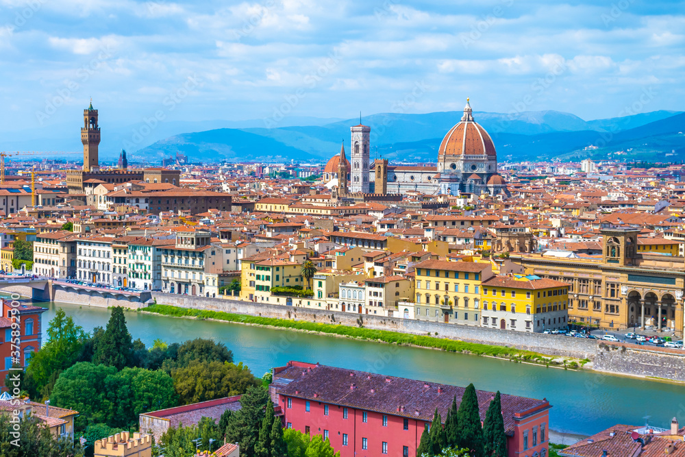 Florence city view in Italy. (Firenze in Italian) 