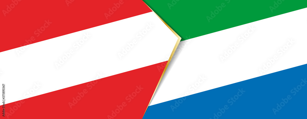 Austria and Sierra Leone flags, two vector flags. Austria and Sierra Leone flags, two vector flags.
