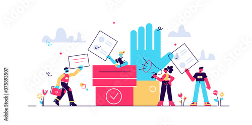 Flat tiny democracy vector illustration. 
