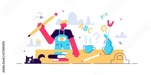 Homework vector illustration. Flat tiny 