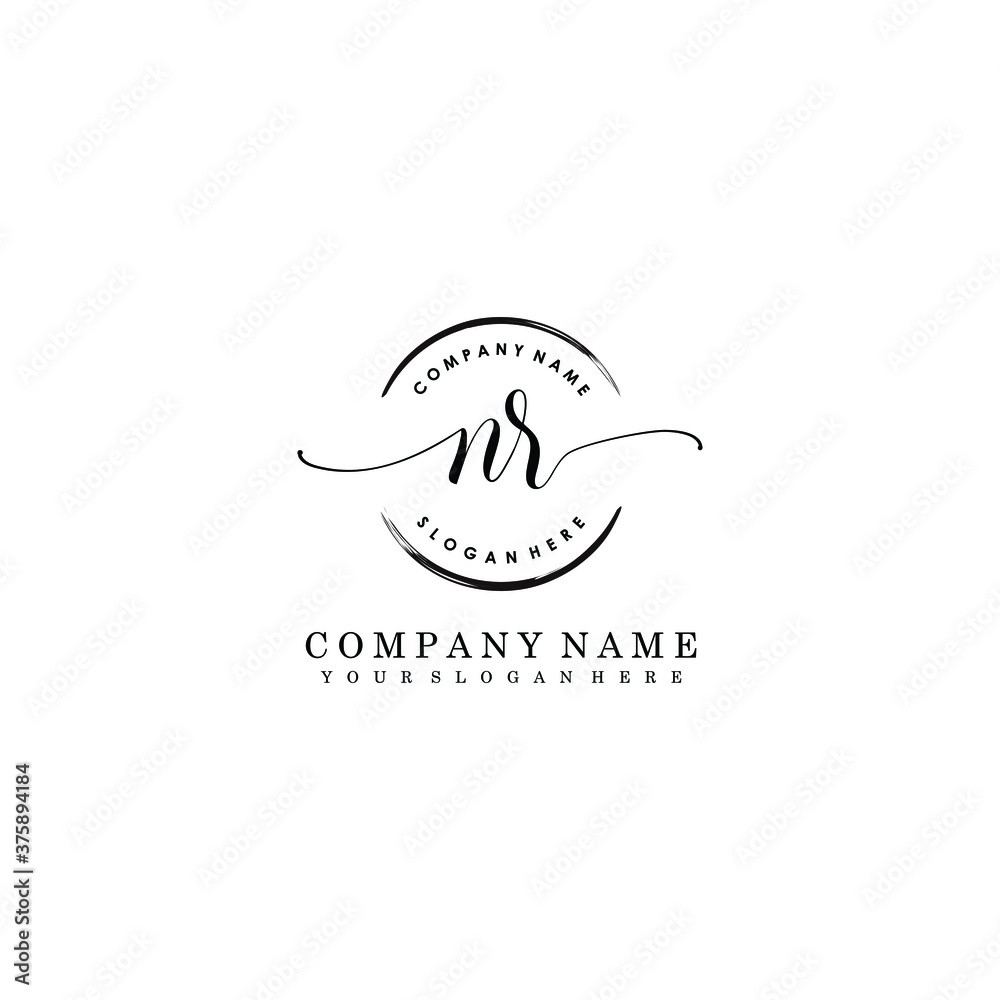 NR Initial handwriting logo template vector NR Initial handwriting logo template vector