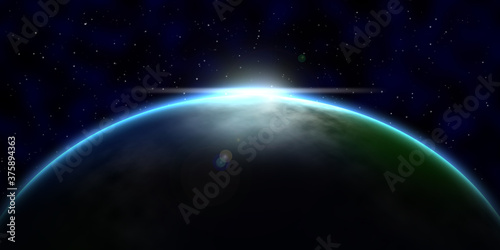 View of blue planet Earth in space.