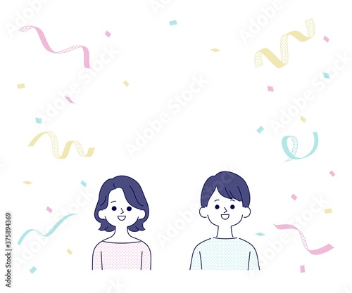 男女と紙吹雪
